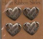 AMM HEART RIBBON SLIDES - 2 SILVER KISSES