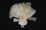 Cream & Gold Favour with Ribbon & Feather